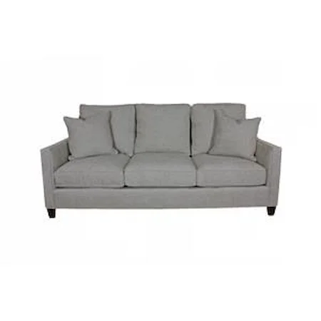Customizable 3 Cushion Sofa with Slope Arms, Box Border Backs and Tapered Legs